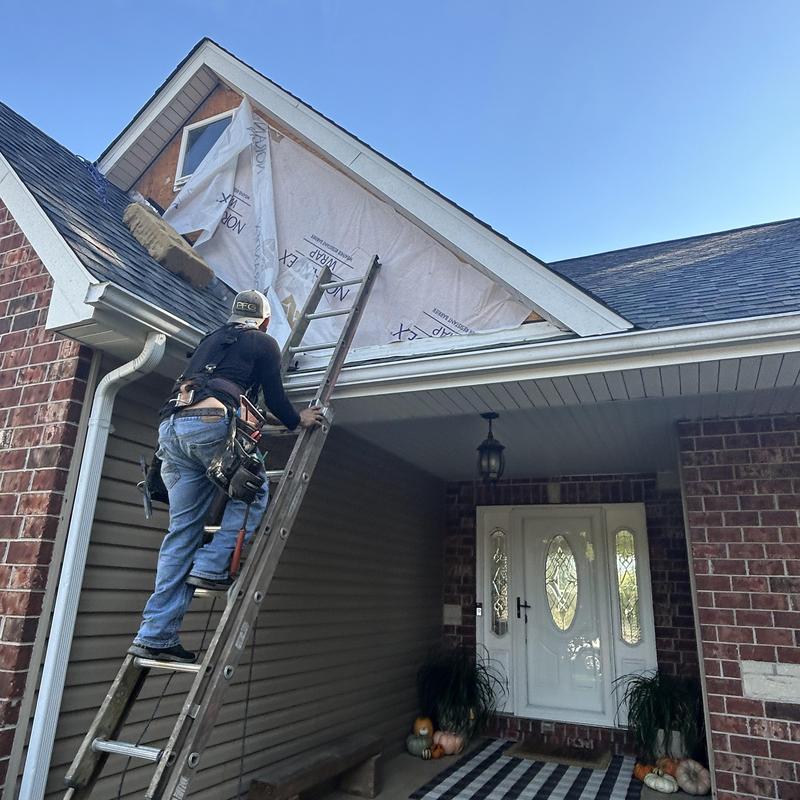 Siding and fascia repair on house exterior