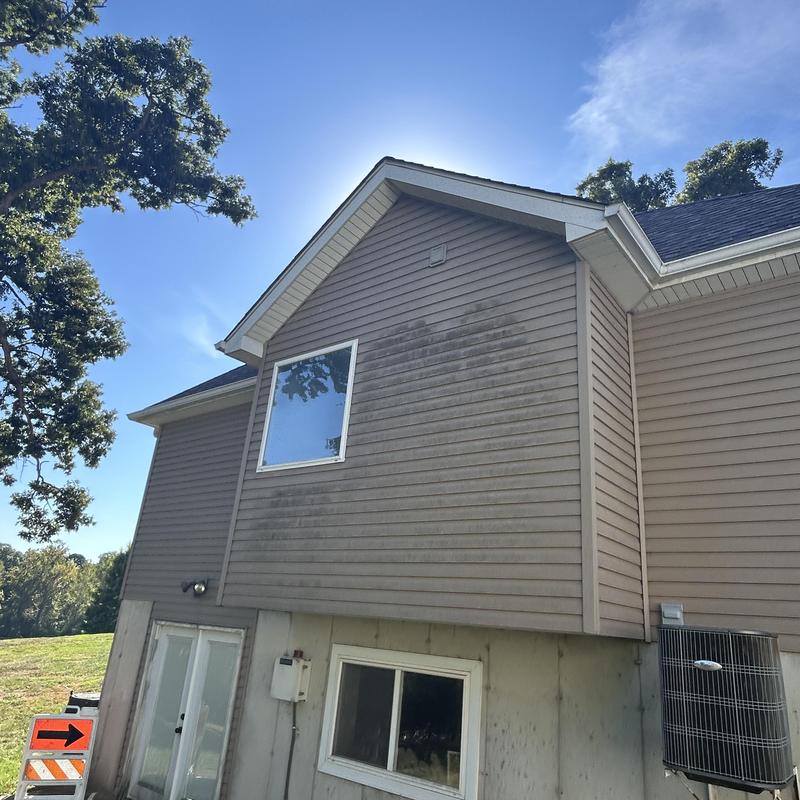 Siding and fascia on residential house exterior