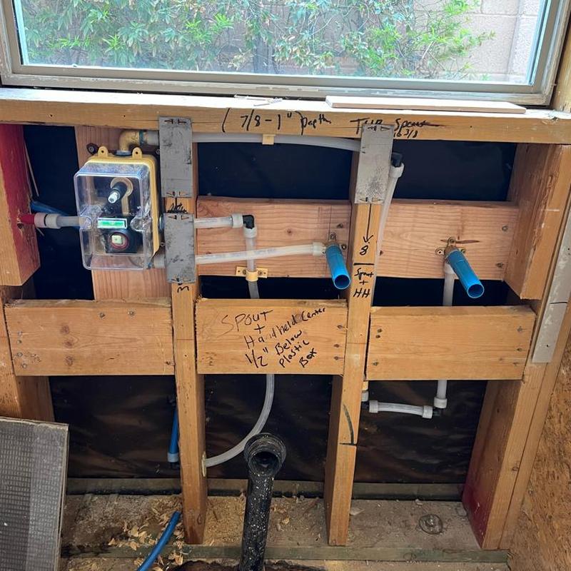 Shower valve and tub spout plumbing installation frame