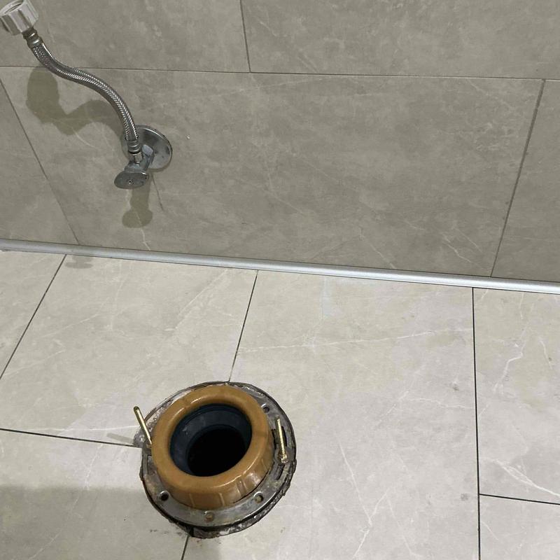 Toilet flange with new wax ring and mounting bolts