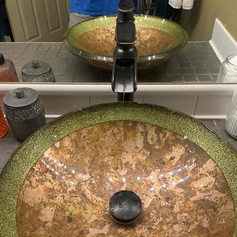 Bathroom sink faucet with glass vessel sink installation