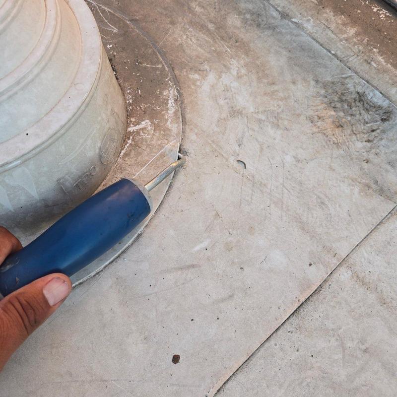 Roof membrane seam near pipe flashing inspection tool Roof membrane seam near pipe flashing inspection tool