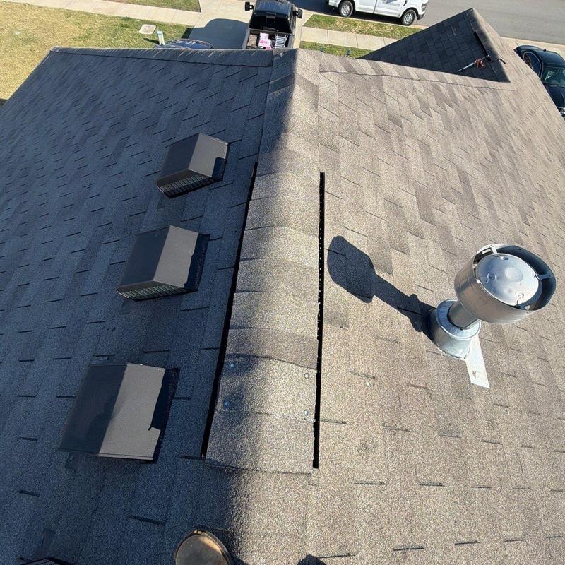 Asphalt shingle roof ridge vent inspection and vents