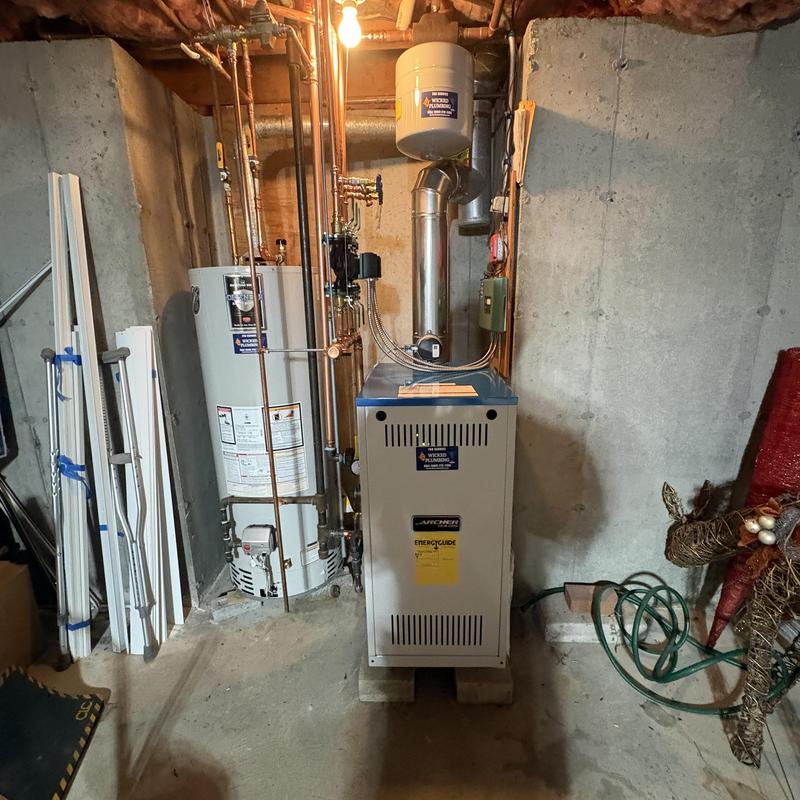 Archer natural gas hydronic boiler installation in basement Archer natural gas hydronic boiler installation in basement