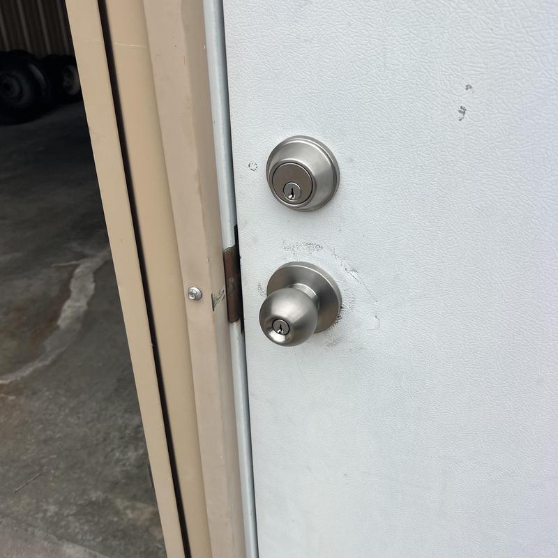 Commercial door knob and deadbolt with new installation