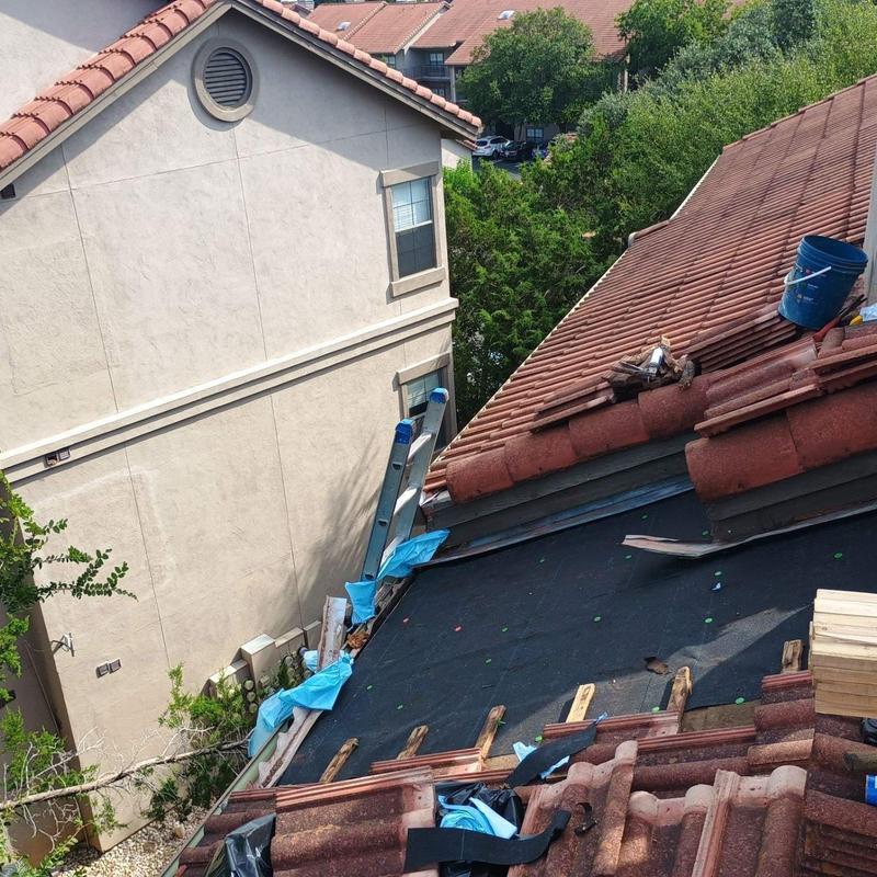 Tile roof underlayment installation with tools and materials Tile roof underlayment installation with tools and materials
