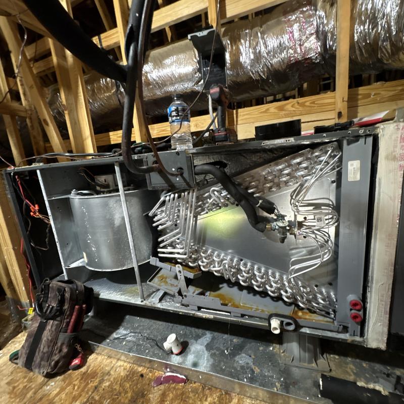 Evaporator coil replacement in HVAC unit attic