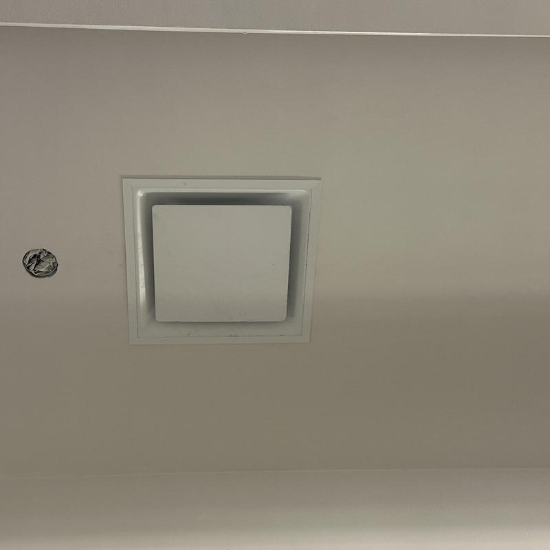 Return air register installed in drywall ceiling