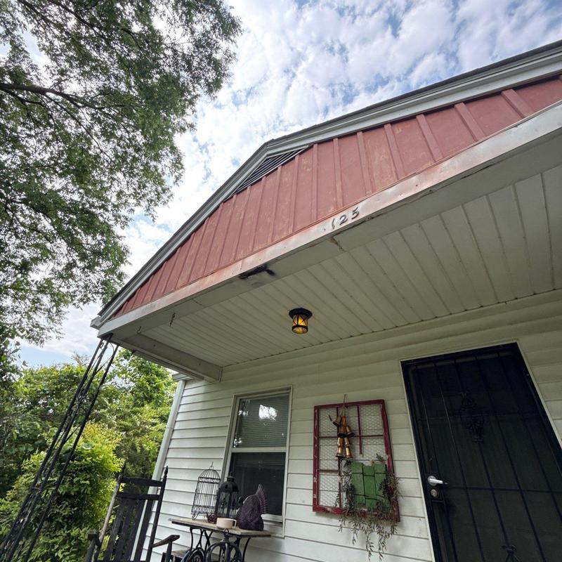 Roof soffit and fascia inspection with light fixture