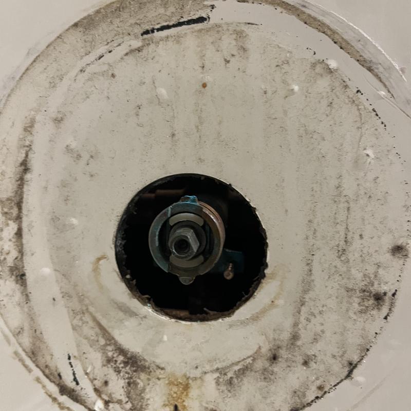 Shower valve assembly with corroded wall plate Shower valve assembly with corroded wall plate
