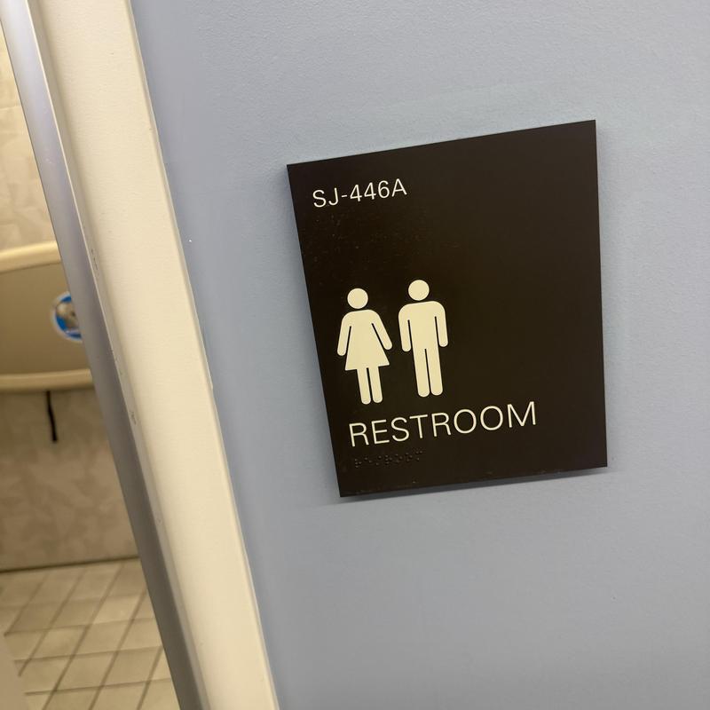 Toilet replacement in staff restroom entrance sign Toilet replacement in staff restroom entrance sign
