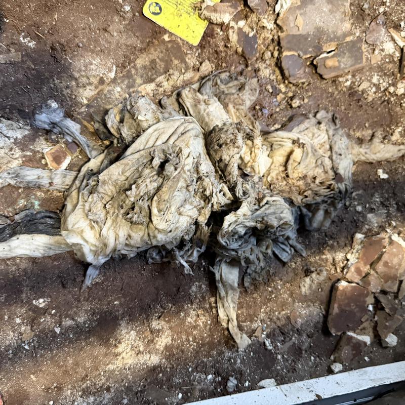 Sewer main line clogged with debris and wipes Sewer main line clogged with debris and wipes