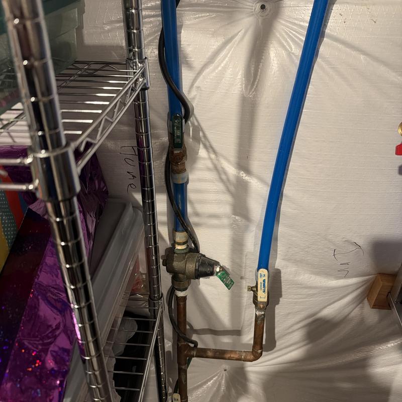 34” PRV mixing box with blue water pipes
