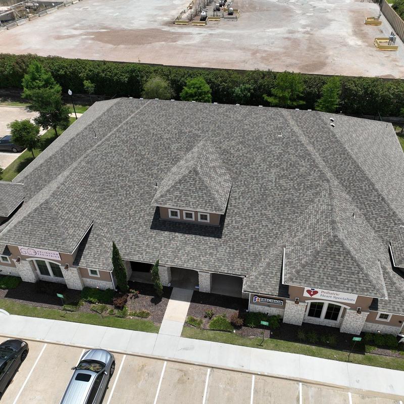 Asphalt shingle roof on medical office building Asphalt shingle roof on medical office building