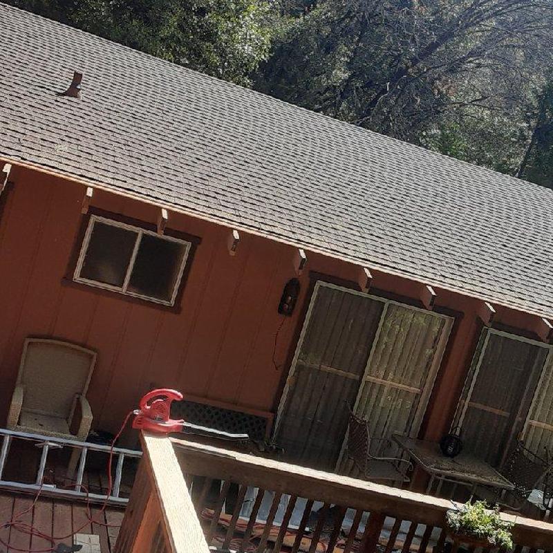 Asphalt composition roof on residential building