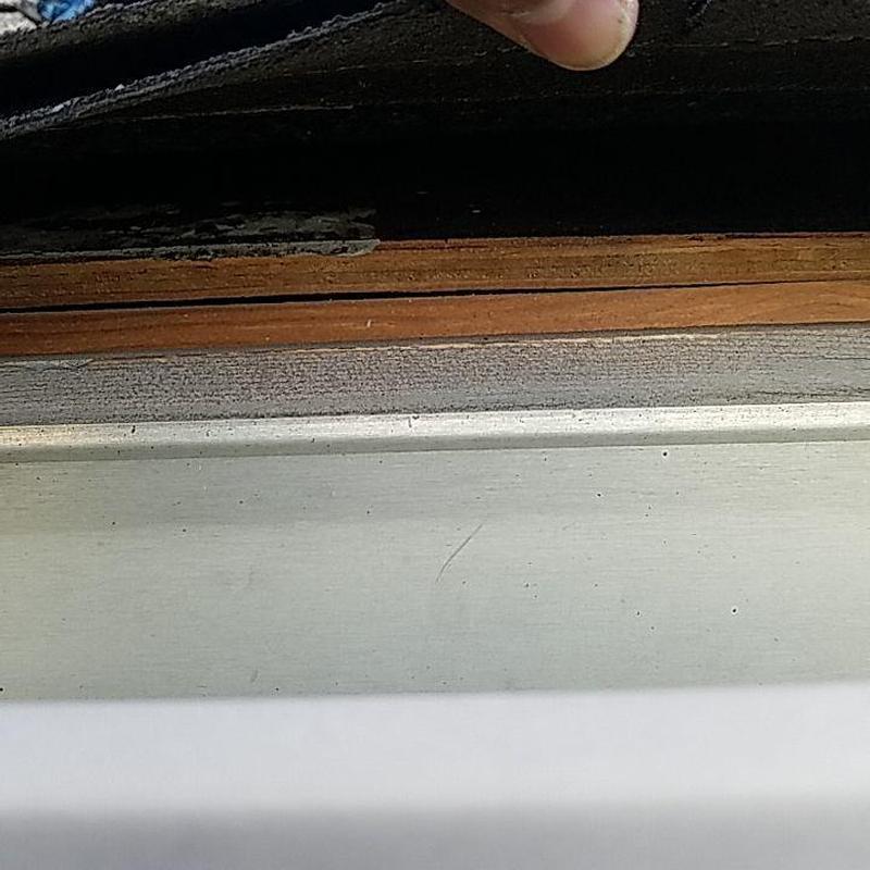 Window sill and frame with wood and metal components