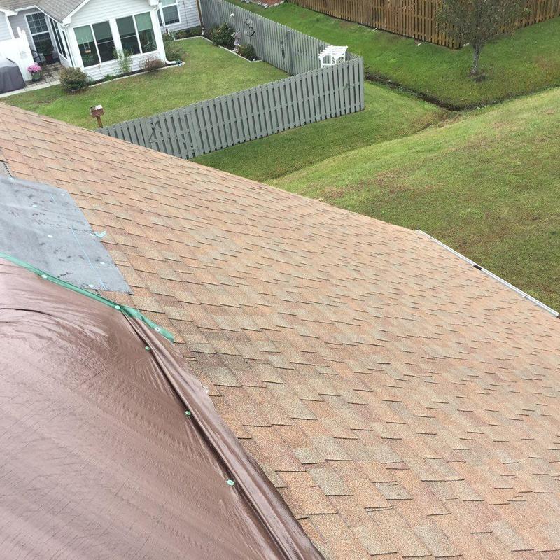 Shingle roof with synthetic underlayment and flashing