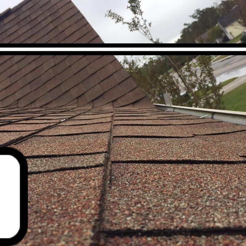 Asphalt shingle roof with new ridge cap and gutters