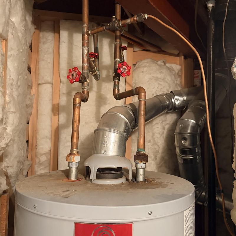 Water heater with copper piping and vent ducting