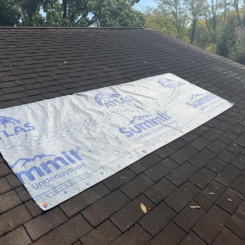 Synthetic roof underlayment installed over shingles Synthetic roof underlayment installed over shingles