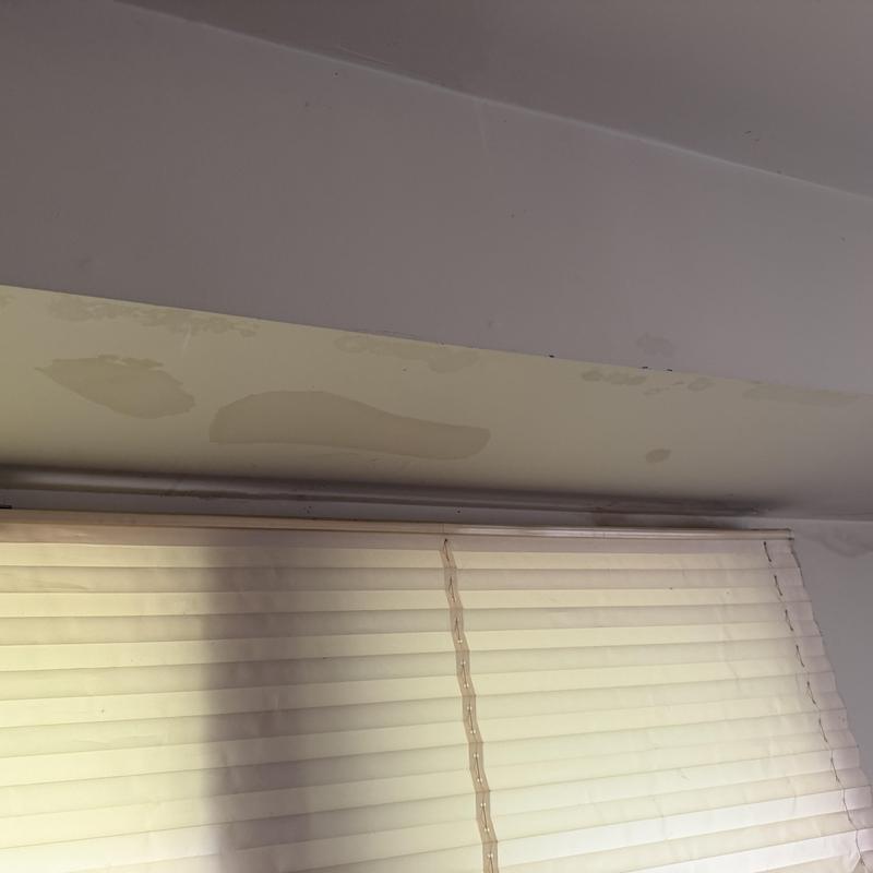 Ceiling water stains and window blinds discoloration Ceiling water stains and window blinds discoloration