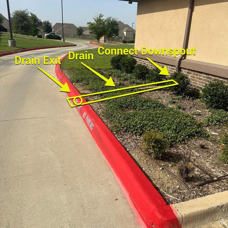 Concrete curb and gutter with drainage connections Concrete curb and gutter with drainage connections