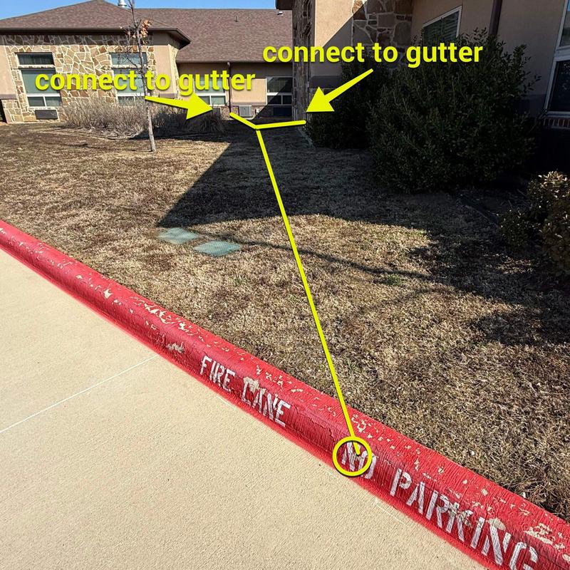 Concrete sidewalk and gutter at building exterior Concrete sidewalk and gutter at building exterior