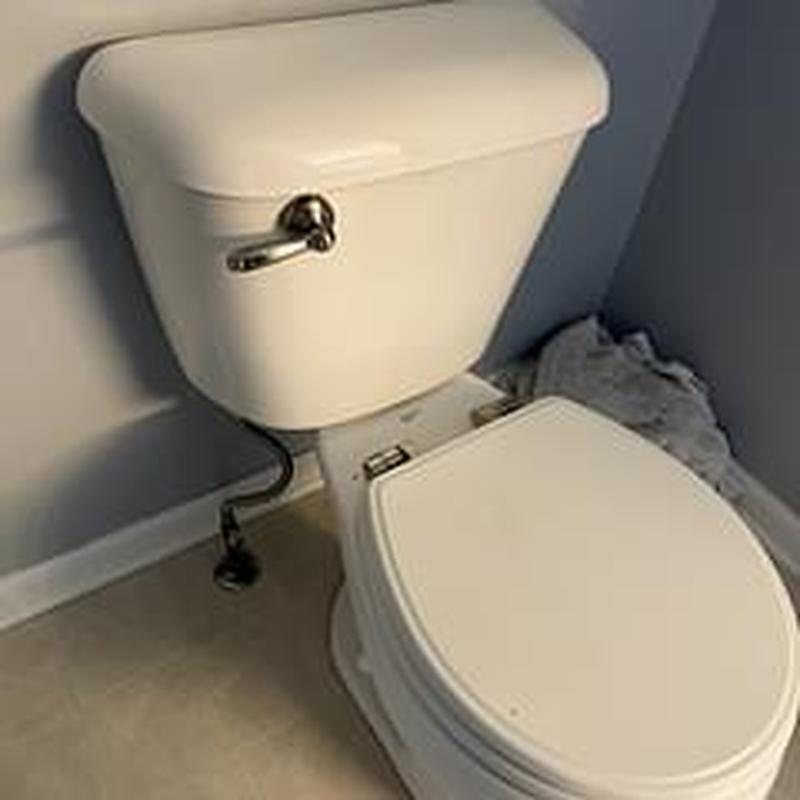 Toilet with new tank-to-bowl bolts and gaskets installed
