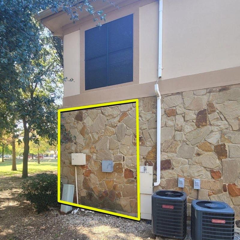 Stone wall and window exterior repair area Stone wall and window exterior repair area