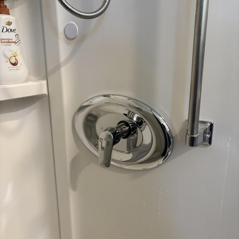 Moen Poseitemp shower valve installed from front Moen Poseitemp shower valve installed from front