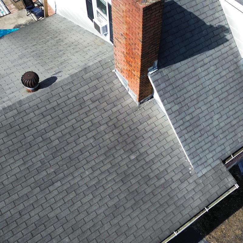 Asphalt shingle roof with chimney and vent inspection Asphalt shingle roof with chimney and vent inspection