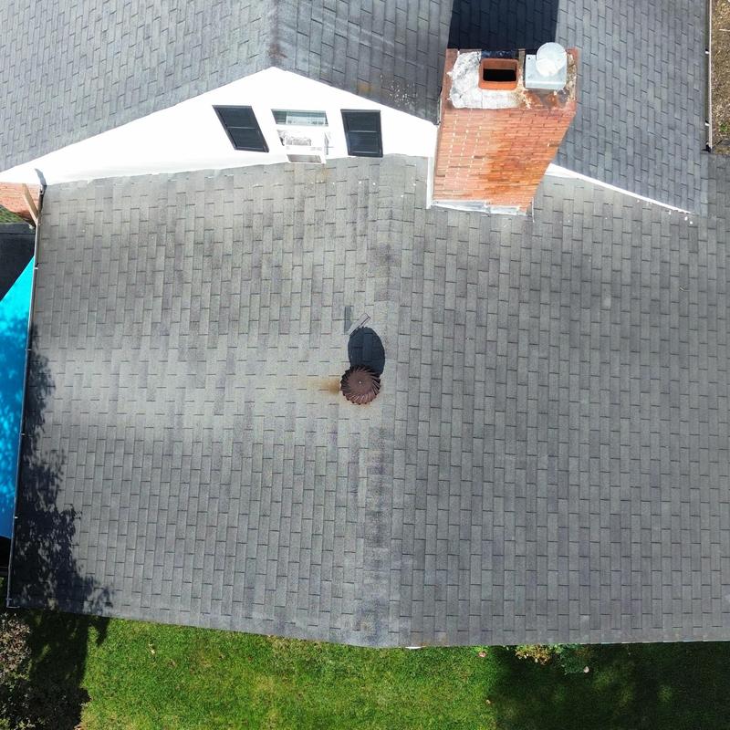 Asphalt shingle roof with chimney and vent inspection Asphalt shingle roof with chimney and vent inspection