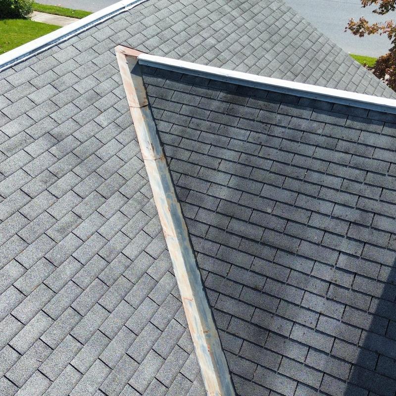 Roof valley flashing and asphalt shingles inspection Roof valley flashing and asphalt shingles inspection