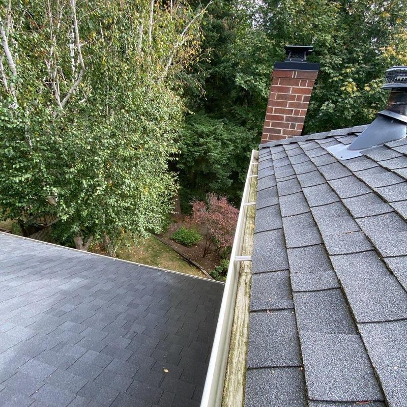 Gutter and roof cleaning with moss treatment