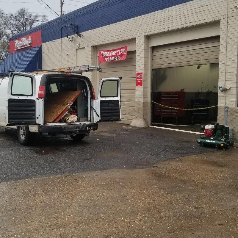 Service bay framing and sheathing replacement at Pep Boys