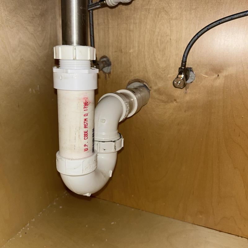 PVC bathroom sink drain piping with new fittings PVC bathroom sink drain piping with new fittings