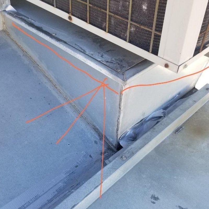 HVAC unit base flashing and membrane sealing on rooftop HVAC unit base flashing and membrane sealing on rooftop