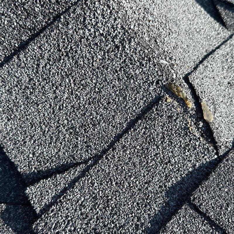 Shingle roofing with hail damage on Dallas home Shingle roofing with hail damage on Dallas home