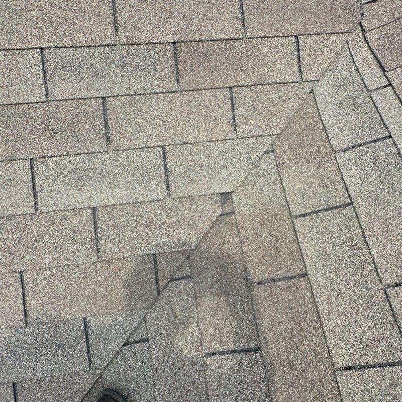 Shingle roof with wind and hail damage repair needed Shingle roof with wind and hail damage repair needed