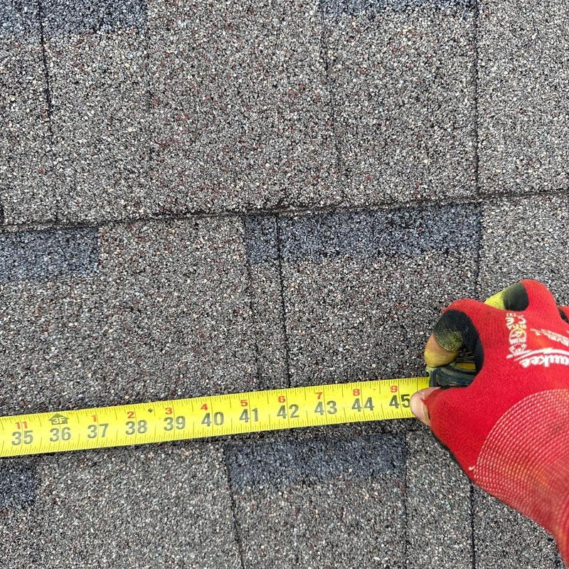Asphalt roof shingles measuring for hail damage assessment
