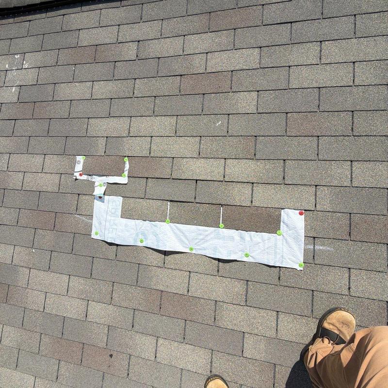Asphalt shingles with hail damage inspection markers