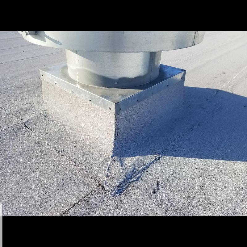 Metal roof ventilation base flashing on flat roof Metal roof ventilation base flashing on flat roof
