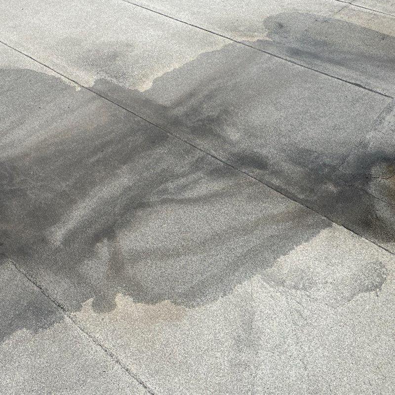 Concrete roof water damage and repair area Concrete roof water damage and repair area