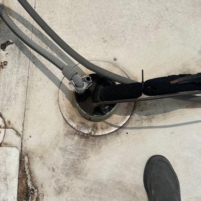 Roof pipe flashing with electrical and insulation lines Roof pipe flashing with electrical and insulation lines
