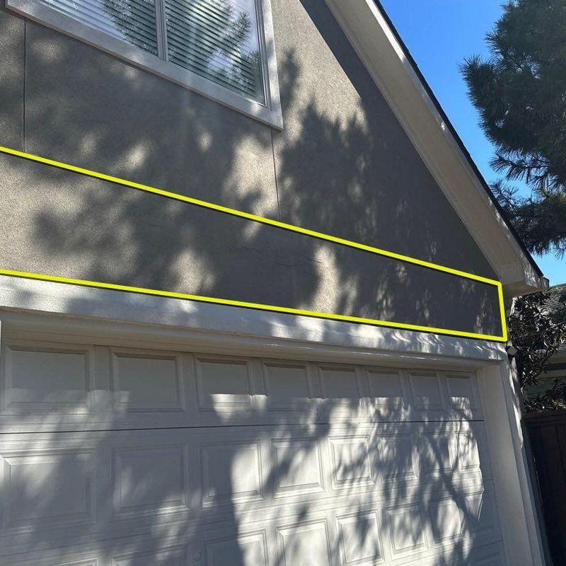 Exterior stucco wall crack repair above garage door Exterior stucco wall crack repair above garage door