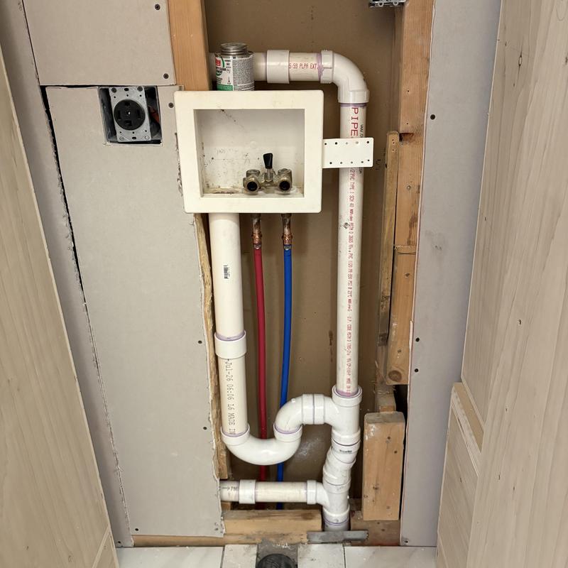 Laundry waste PVC piping with valve box installation Laundry waste PVC piping with valve box installation