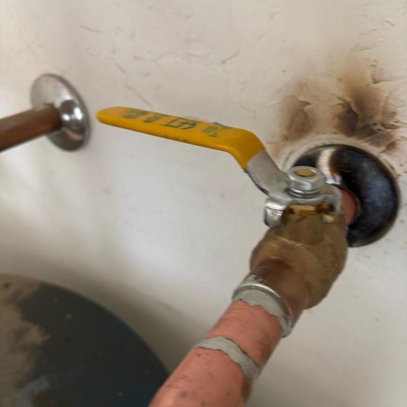 Water heater cold line with new yellow ball valve