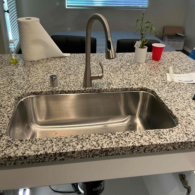 Kitchen faucet and stainless steel sink installation