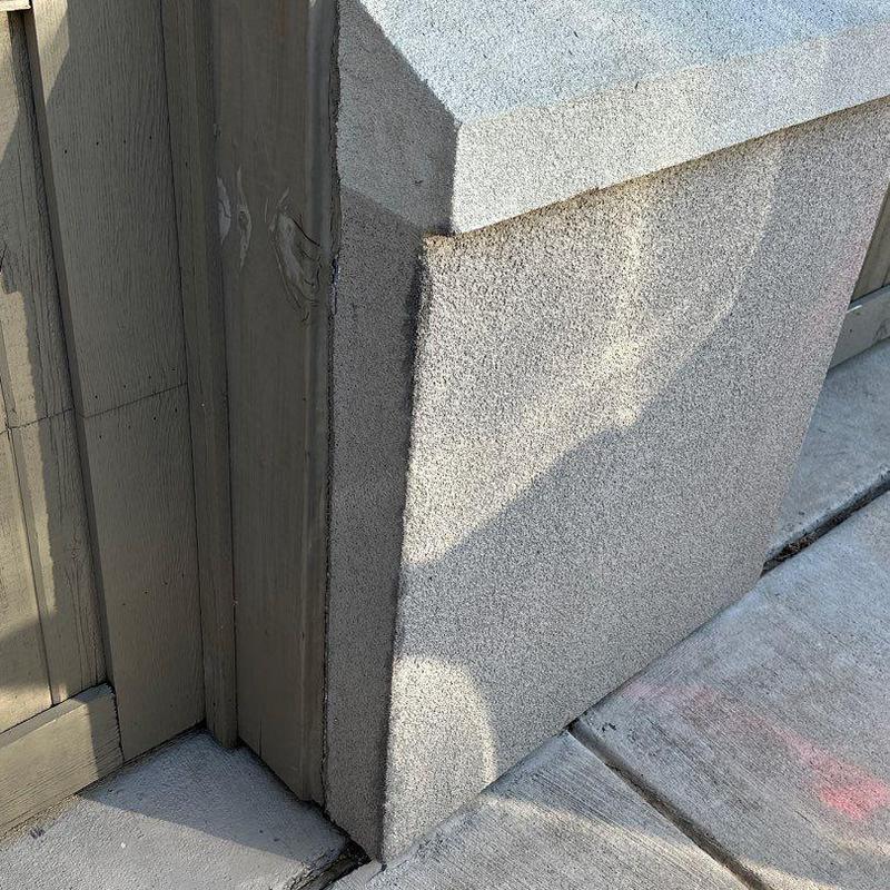 Stucco corner detail near garage door surround Stucco corner detail near garage door surround