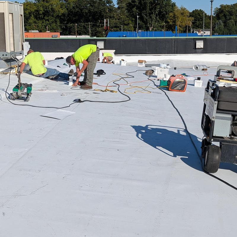 Energy efficient commercial flat roof restoration work
